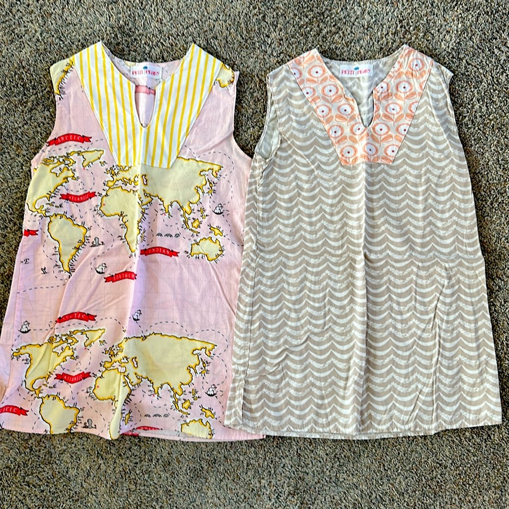 2, EUC Petit Peony Dresses. Adorable shift style in a light 100% cotton fabric